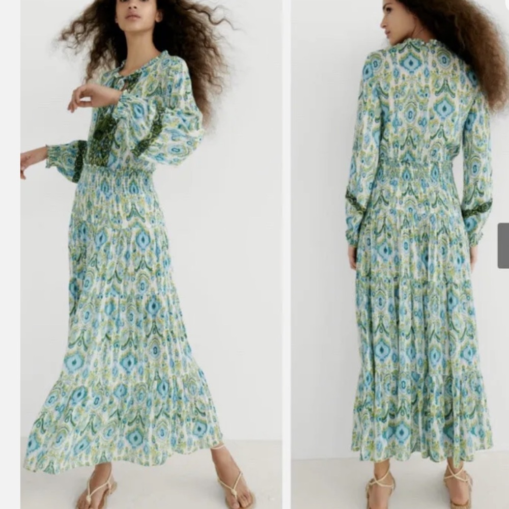 Zara printed and embroidered dress
